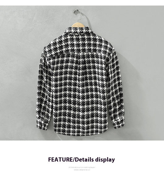 Camisa Cuadros Suelta Japonesa de Manga Larga para Hombre - Image 12