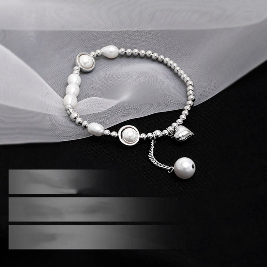 Pulsera de Plata S925 con Perla y Corazón - Elegancia y Temperamento