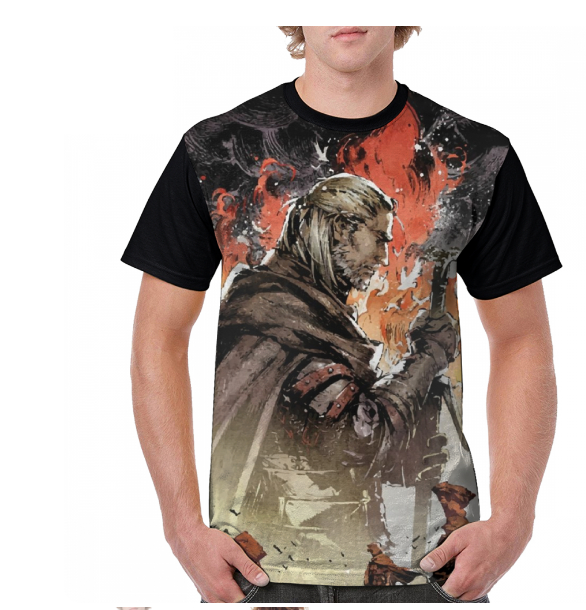 Playera Retro Suelta Estampada de Manga Corta