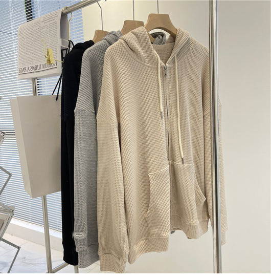 Cardigan Suelto con Capucha y Cierre de Cremallera para Mujer - Image 11