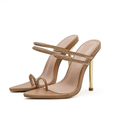 Sandalias de Tacón Alto con Cadena y Punta Afilada - Image 14