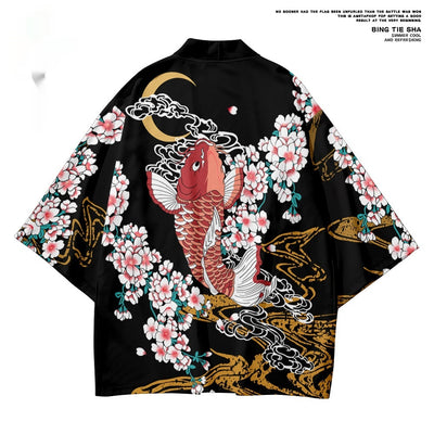 Conjunto Kimono Harajuku Estampado Digital Koi - Bata, Pantalones Cortos y Capa - Image 3