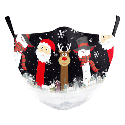 Christmas dust mask with a digital print of a black and white dog wearing a Santa hat and holding a candy cane. - Image 15