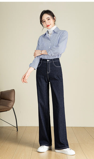Pantalón Denim Cintura Alta Stretch Pierna Ancha - Image 10
