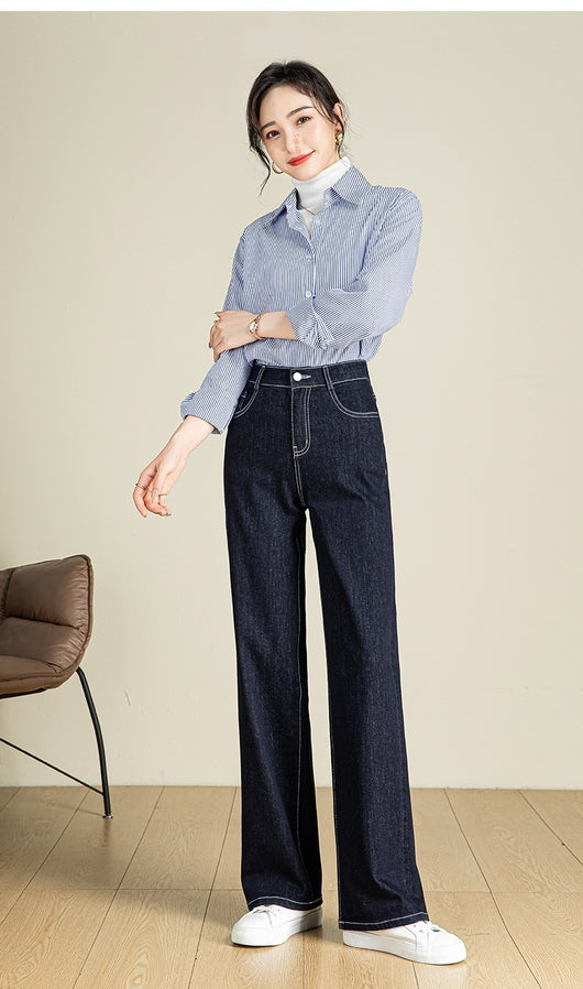 Pantalón Denim Cintura Alta Stretch Pierna Ancha - Image 10
