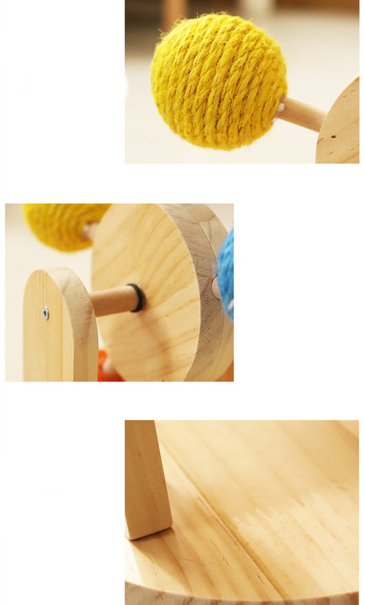 Rascador Giratorio de Madera Maciza con Cuerda de Sisal para Gatos - Image 9
