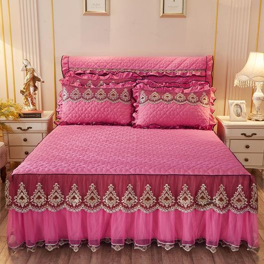 Falda de Cama Acolchada con Encaje Elegante - Image 10