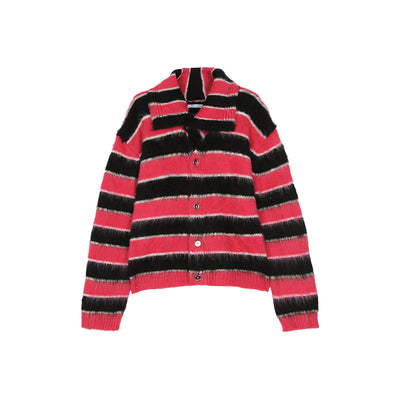 Suéter Holgado de Mohair con Rayas Contrastantes y Cuello Solapa - Image 8