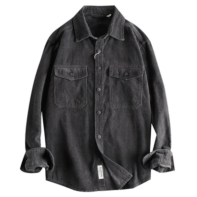 Camisa de Pana Retro de Algodón con Manga Larga para Hombre - Image 5