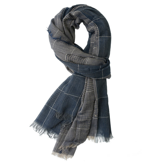Bufanda Grande Cuadriculada Bicolor con Borlas para Invierno - Image 6