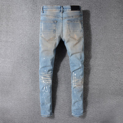 Jeans Rotos para Hombre con Parches Vintage Lavado Desgastado - Image 4