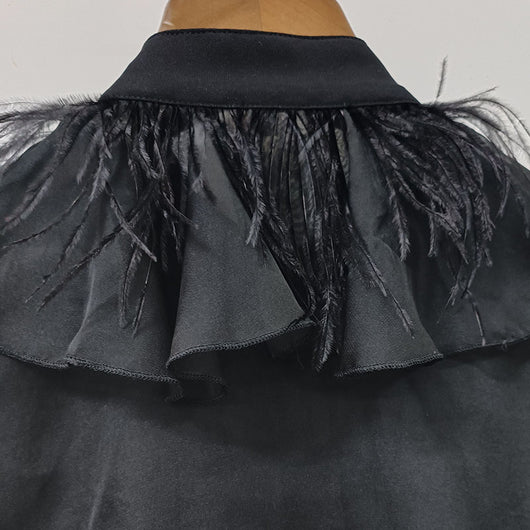 Blusa Elegante de Gasa con Cuello Alzado y Volantes - Image 9