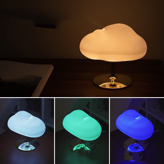 White cloud-shaped aroma diffuser and humidifier with a silver chrome stand on a white background. - Image 3