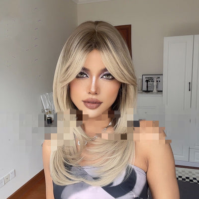 Peluca Rubia Mechas Voluminosas Largo Medio Liso para Mujer - Image 2