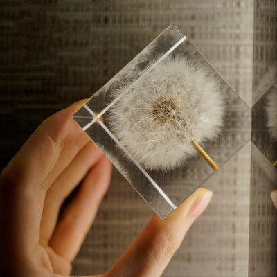 Cubo de Resina con Diente de León - Decoración Artesanal de Escritorio - Image 5