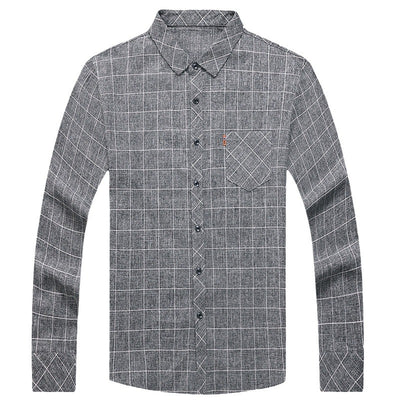 Camisa Cuadriculada de Lino para Hombre Maduro - Image 4