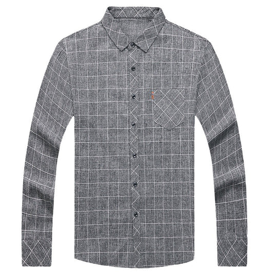 Camisa Cuadriculada de Lino para Hombre Maduro - Image 4