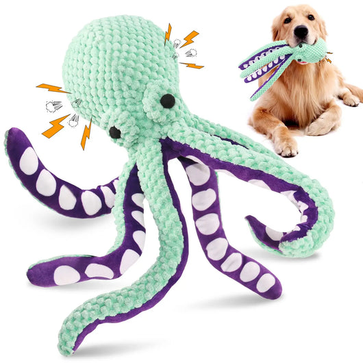 Juguete Interactivo para Perros y Gatos - Pulpo Masticable con Sonido y Puzzle