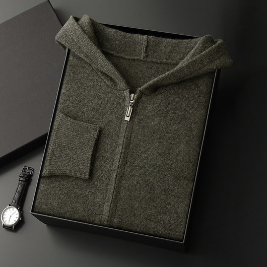Cardigan Cashmere con Capucha para Hombre - Abrigo Casual Grueso con Cierre - Image 10
