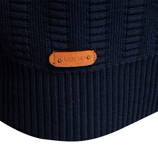 Suéter Hombre Jacquard a Rayas con Cierre Medio y Cuello Alto - Image 4