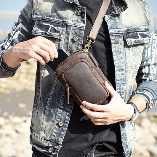 Bolsa Bandolera de Cuero Genuino para Hombre - Estilo Vintage - Image 8