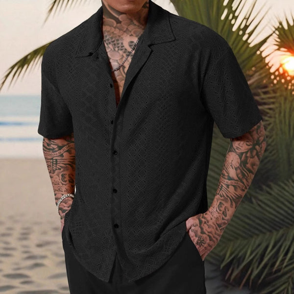 Camisa Casual Hombre con Tejido Calado Jacquard