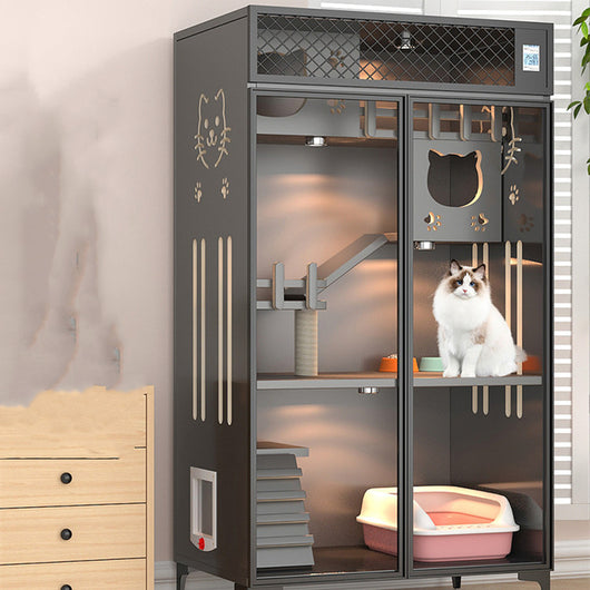 Casa Doble de Madera para Gatos con Diseño Moderno - Image 14