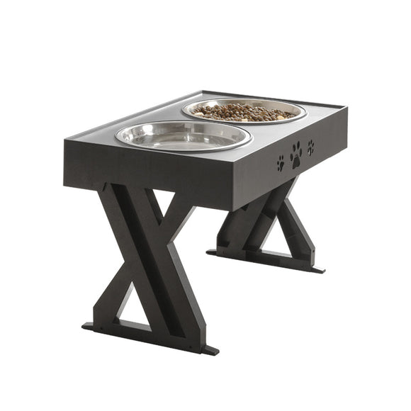 Comedero Ajustable para Mascotas con Mesa Elevadora Plegable - Doble Recipiente Acero Inoxidable