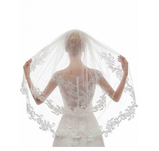 Peine de Novia con Apliques de Encaje Blanco Marfil Doble Vuelta - Image 6