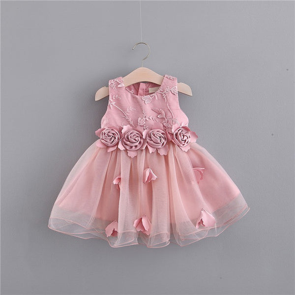 Vestido Infantil con Bordado Tridimensional para Niña