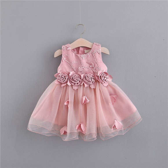 Vestido Infantil con Bordado Tridimensional para Niña