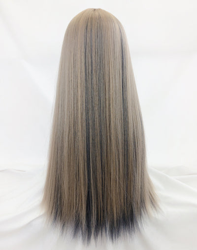 Peluca Larga Degradado Oro Azul Neblina - Cabello Sintético Premium - Image 9