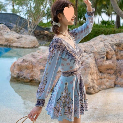 Traje de Baño Enterizo para Mujer con Manga Larga y Fruncido en Pecho - Image 7