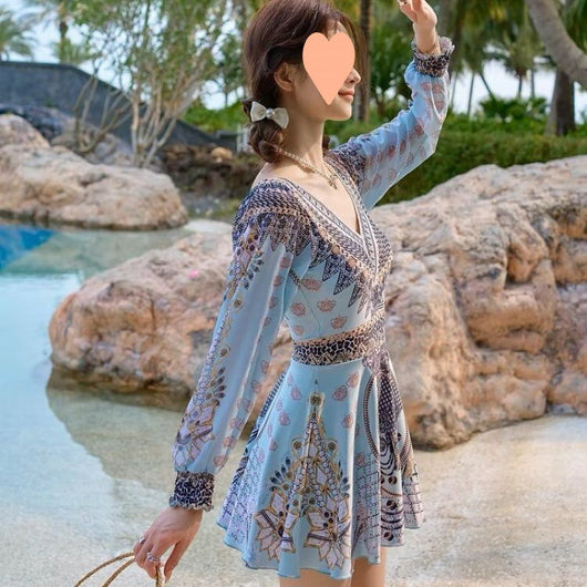 Traje de Baño Enterizo para Mujer con Manga Larga y Fruncido en Pecho - Image 7