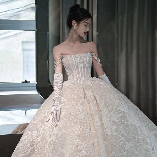 Vestido de Novia Bandeau Master Elegante Francés - Image 7
