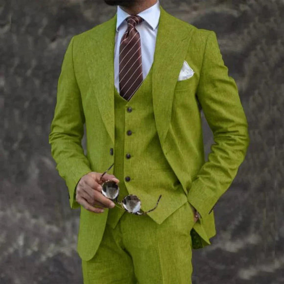 Traje Ejecutivo Tres Piezas Rosa Claro para Hombre - Estilo Europeo y Americano