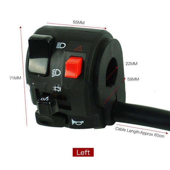 Interruptor de Mando Multifunción para Moto con Luces de Emergencia