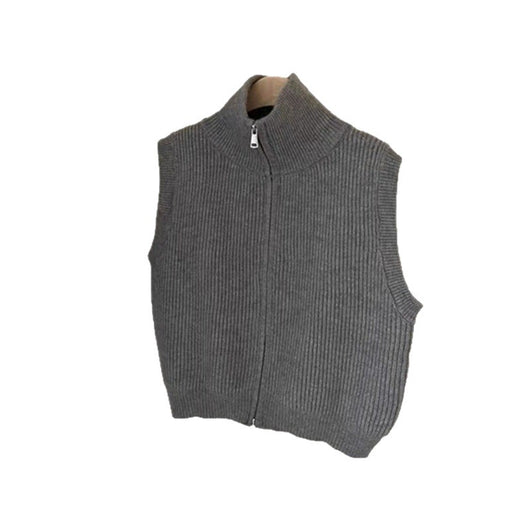 Chaleco Cardigan Cuello Alto con Doble Cierre en Punto - Image 5