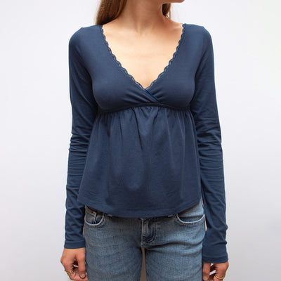 Playera de Encaje Escote V Mujer - Estilo Pure Hot Girl - Image 3