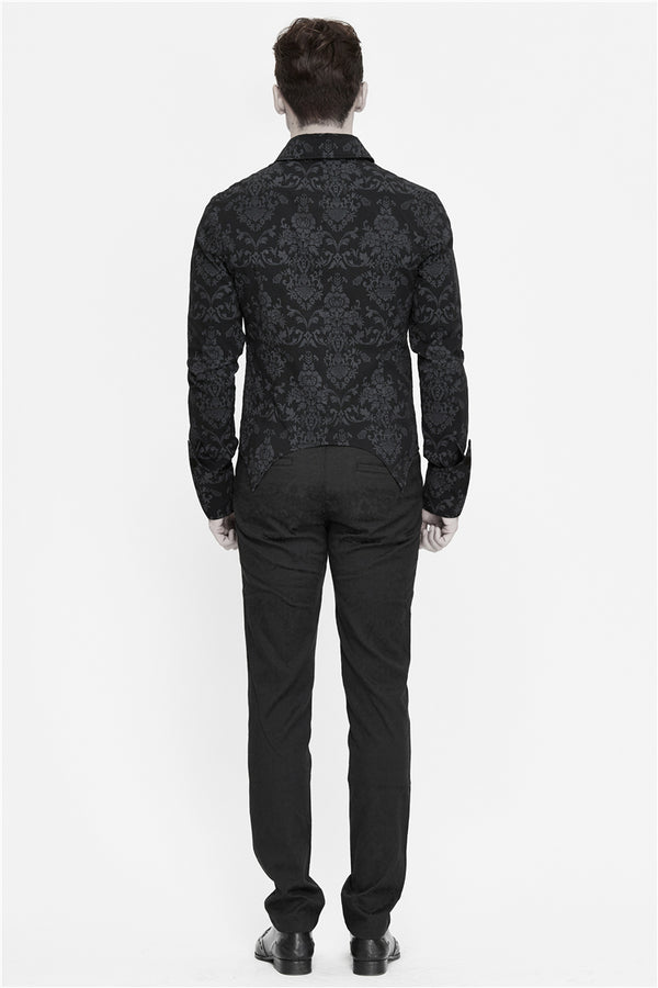 Camisa Hombre Cuello Alto Cremallera Bordada Manga Larga