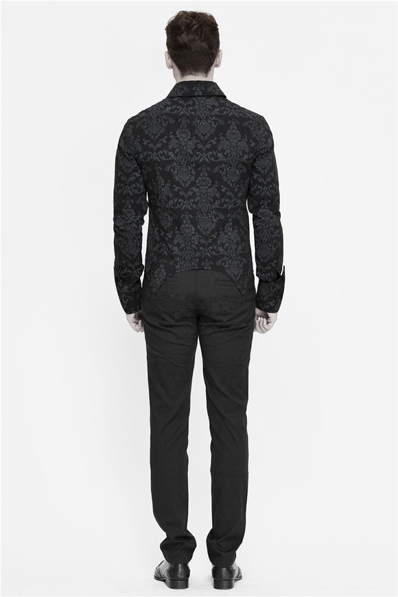 Camisa Hombre Cuello Alto Cremallera Bordada Manga Larga