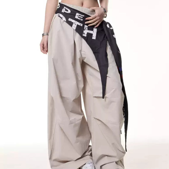 Pantalones Casuales Anchos con Pliegues y Bolsillos Funcionales