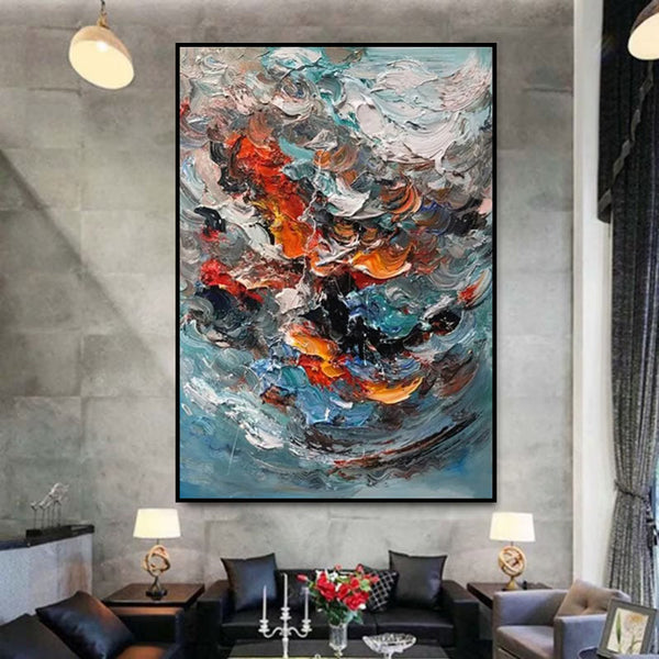Cuadro Abstracto Moderno Texturizado 3D - Pintura al Óleo Original Hecha a Mano para Sala de Estar