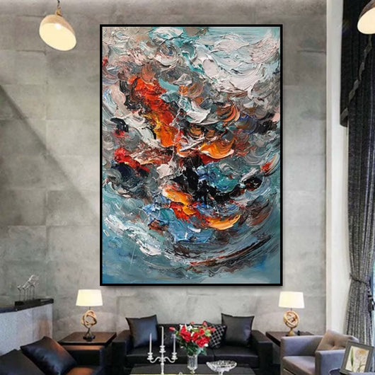 Cuadro Abstracto Moderno Texturizado 3D - Pintura al Óleo Original Hecha a Mano para Sala de Estar