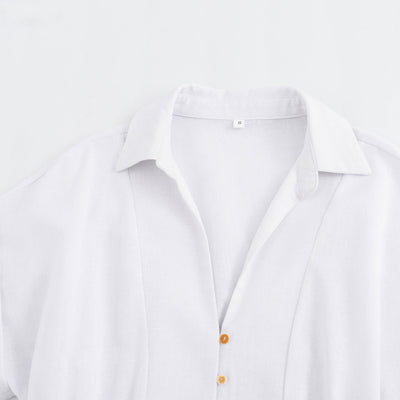 Vestido Camisero Midi de Lino Mezclado - Diseño Suelto y Versátil para Mujer - Image 3