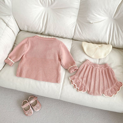Conjunto de Suéter y Shorts para Bebé Niña 0-3 Años - Diseño Artesanal con Detalles Festoneados - Image 14