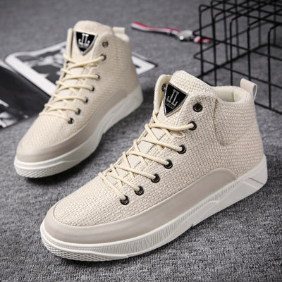 Zapatos casuales deportivos de caña alta para hombre en lino - Image 10