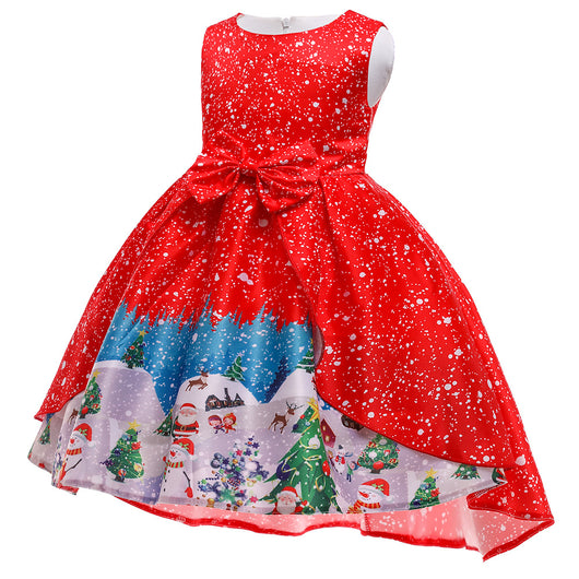 Vestido Navideño Princesa Santa Claus con Copos de Nieve para Niña - Image 12