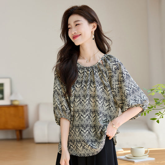 Blusa Suelta Reductora de Manga 3/4 para Mujer