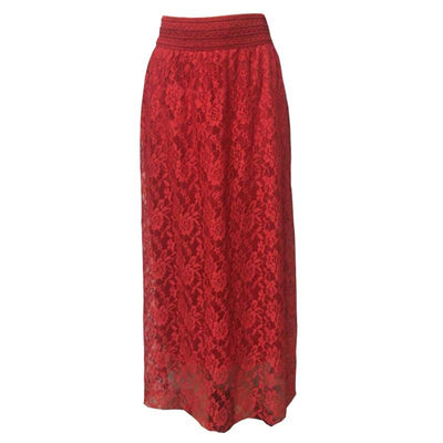 Falda Elegante de Cintura Alta con Encaje Calado y Vuelo Midi - Image 5